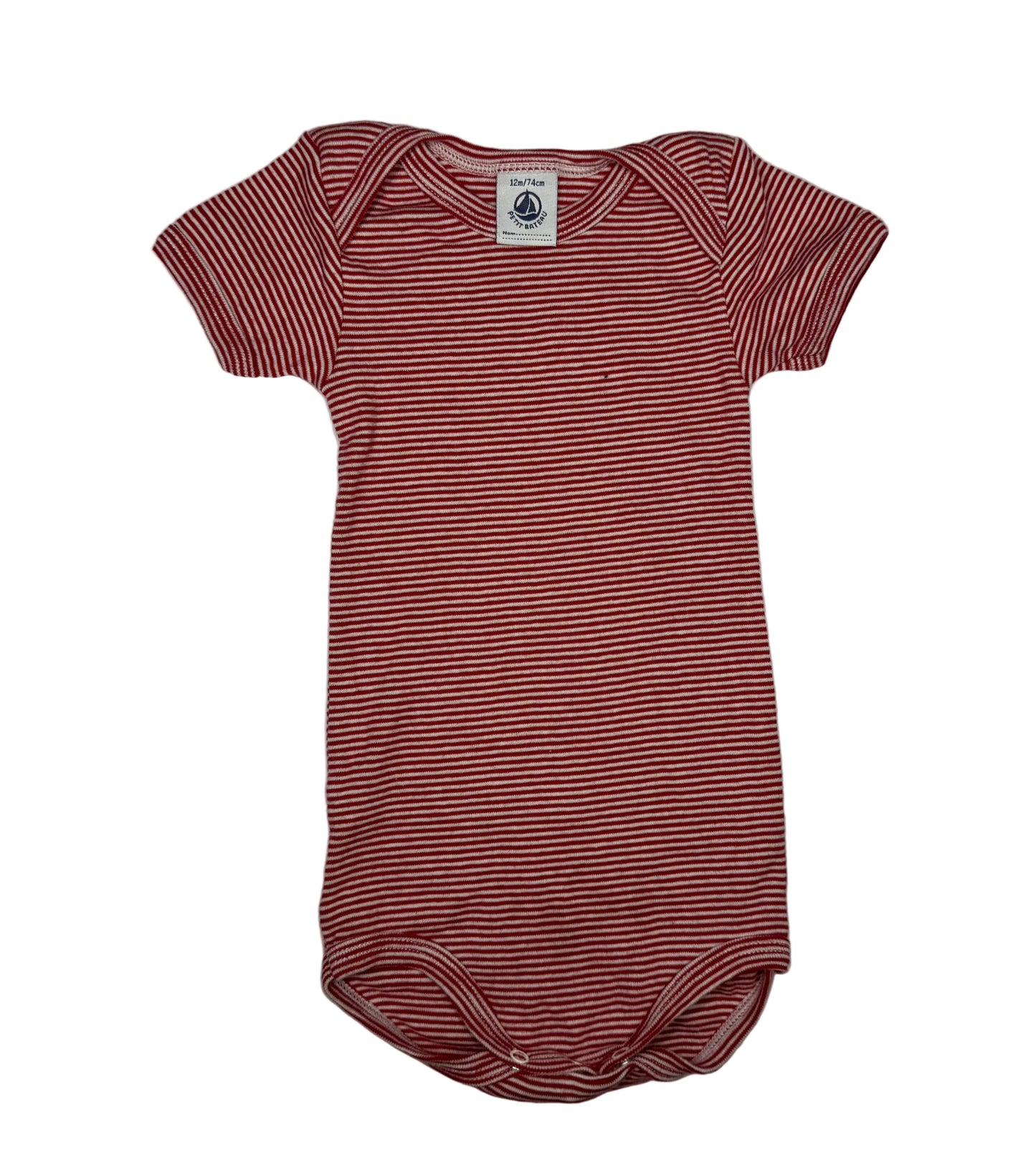 PETIT BATEAU Red stripe Bodysuit