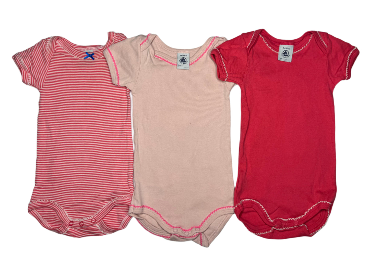 PETIT BATEAU Short Sleeve Bodysuit x3