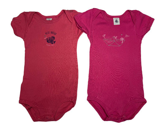 PETIT BATEAU Short Sleeve Bodysuits x2