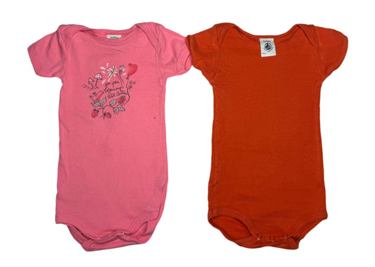 PETIT BATEAU Short Sleeve Bodysuits x2