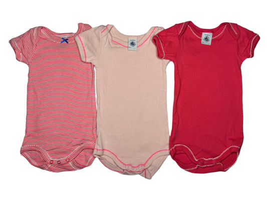 PETIT BATEAU Short Sleeve Bodysuit x3